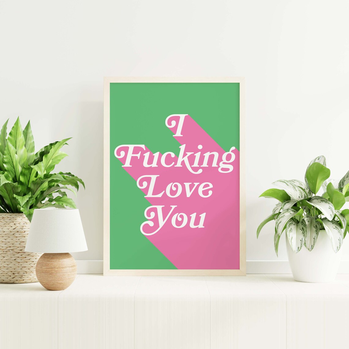 Bold I Fucking Love You Green Pink Retro Typography Love Poster - Image 5
