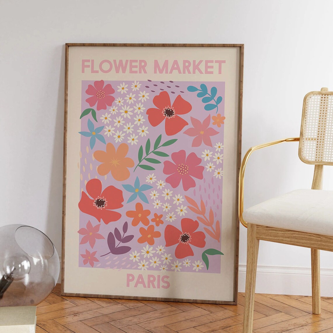 Flower Market Paris Purple Floral Vintage Exhibition Art Poster - Image 5