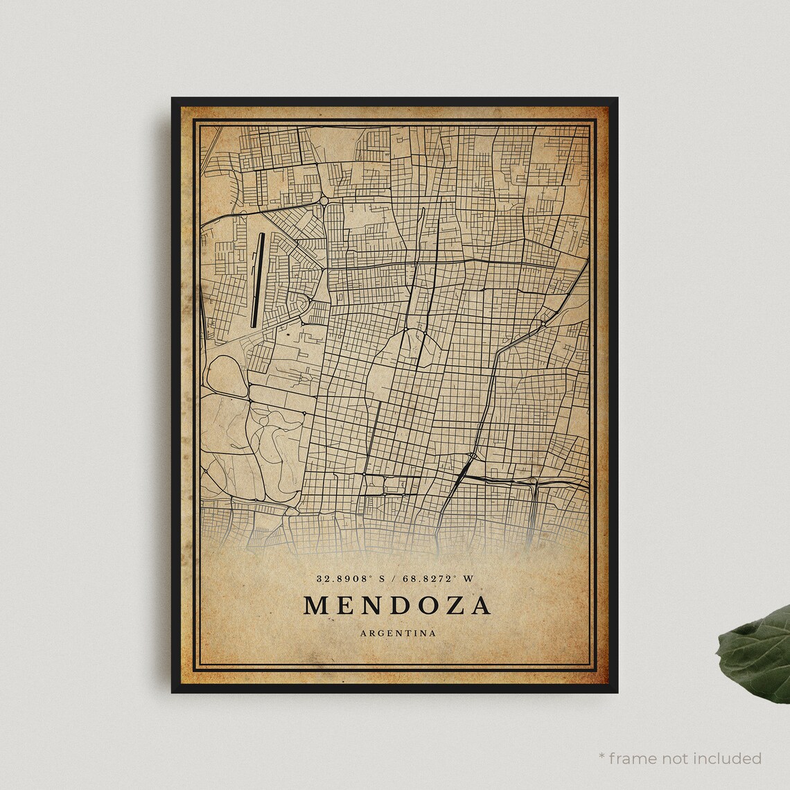 Mendoza Argentina Vintage Antique Style City Street Map Poster