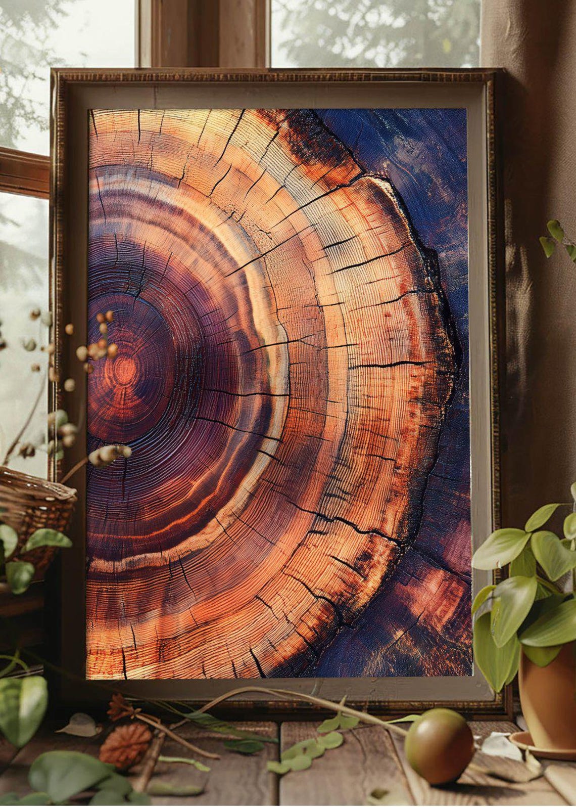 Boho Tree Ring Artwork Abstract Woodgrain Print Rustic Wall Art Nature Inspired Decor Home Office Print - Image 2