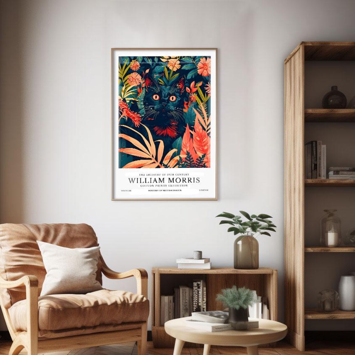 William Morris Black Cat Jungle Foliage Cotton Prints Exhibition Poster - Image 2