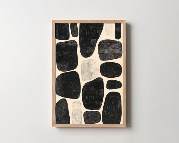 Abstract Minimalist Art Print Scandinavian Style Wall Decor Black And White Geometric Shapes Modern Poster