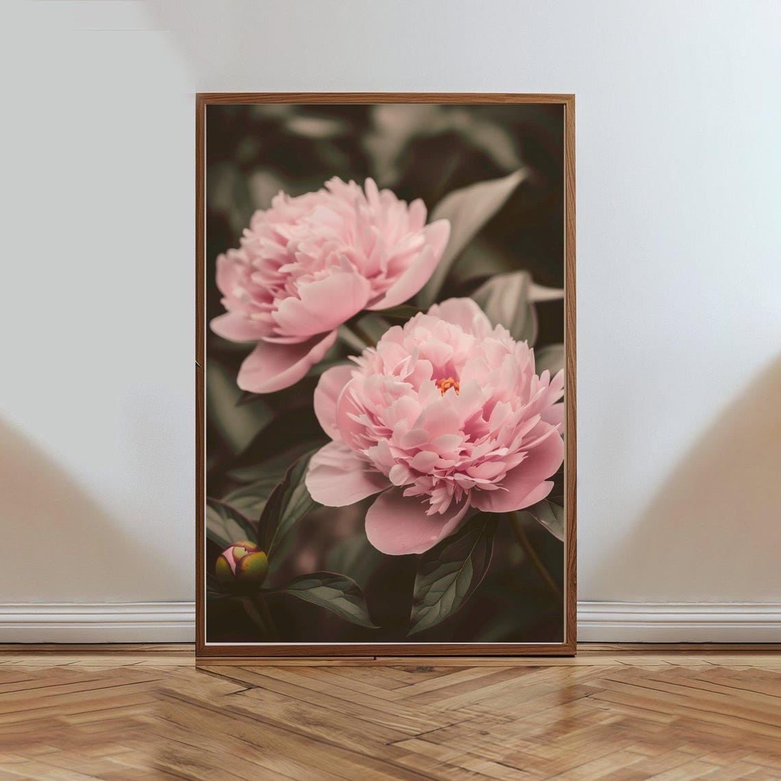Pink Peonies Blooming Garden Moody Botanical Floral Art Poster