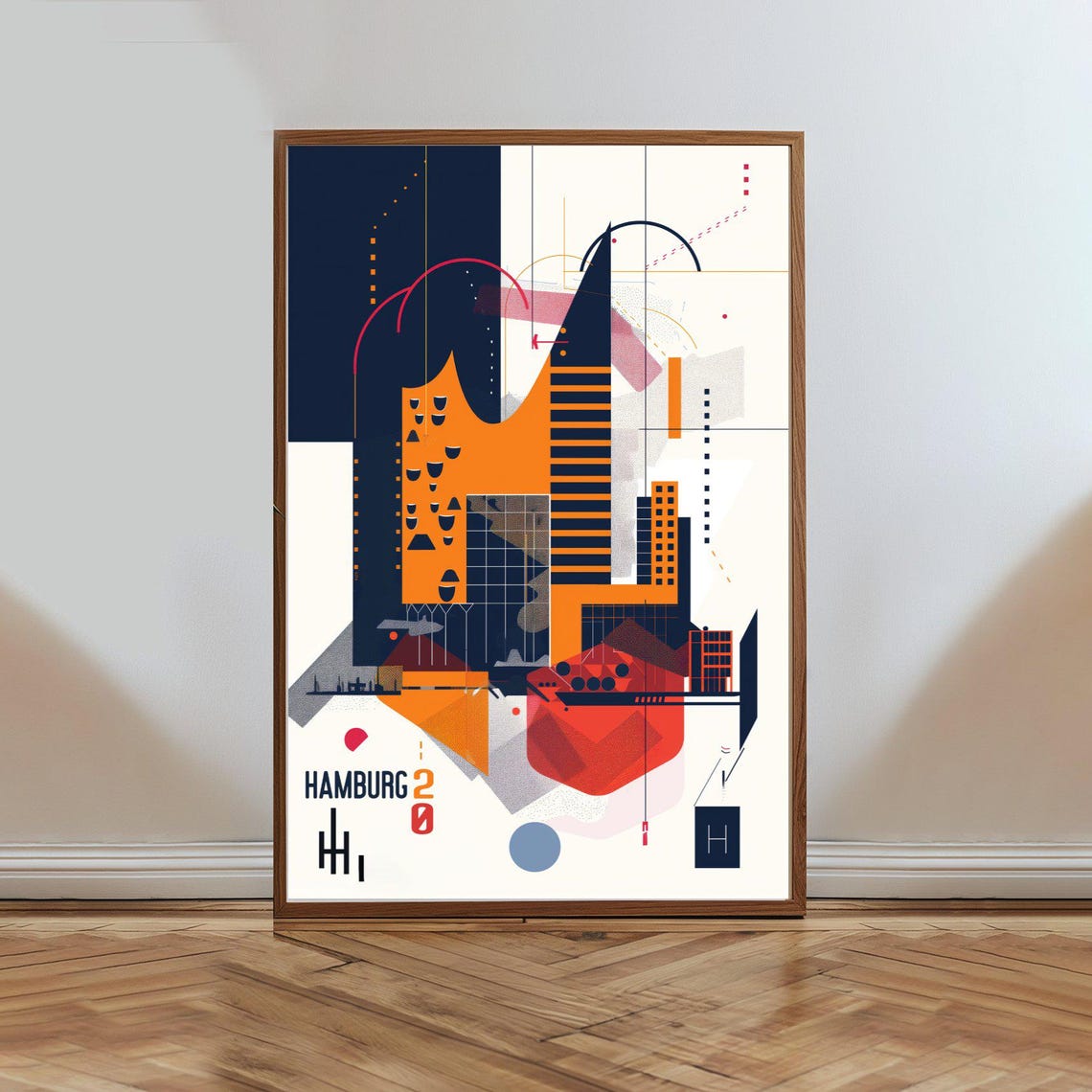 Hamburg Germany Abstract Geometric Cityscape Bauhaus Travel Poster
