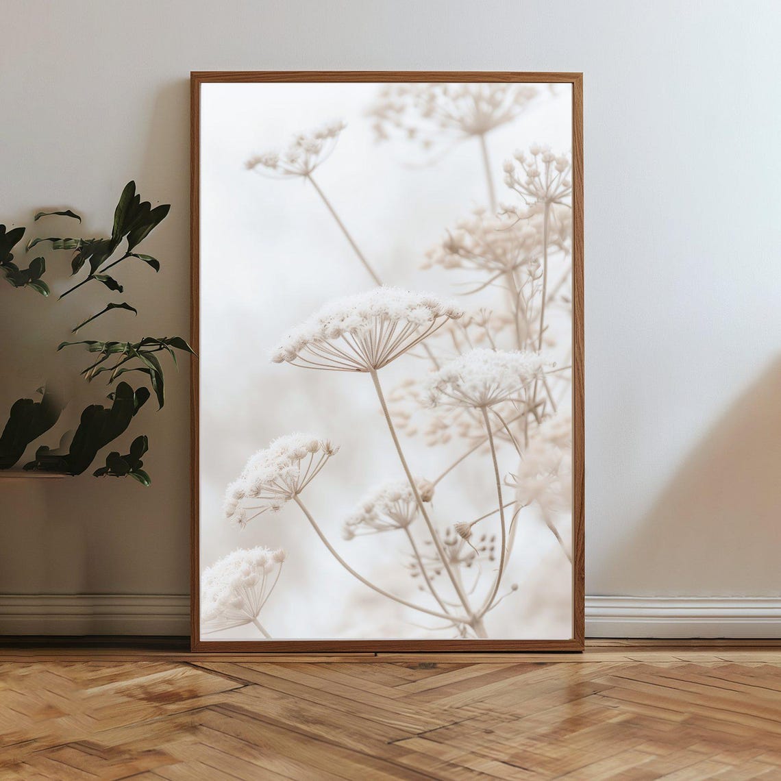 Elegant White Wildflower Minimalist Botanical Photography Art Poster