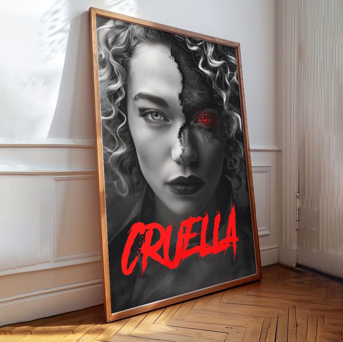 Cruella Split Face Dark Villain Portrait Horror Style Poster - Image 3
