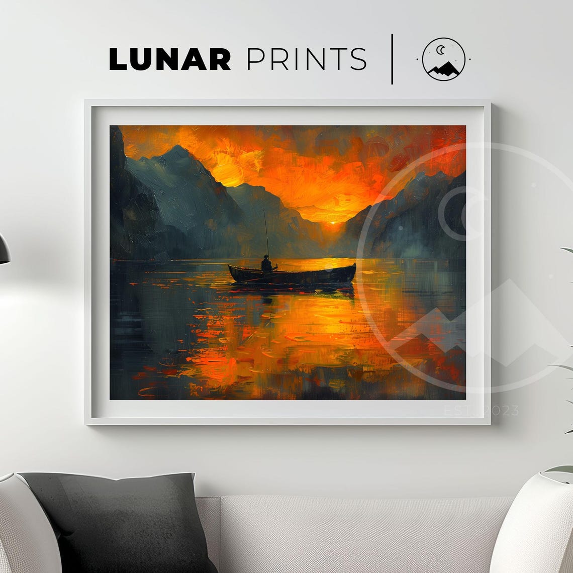 Golden Sunset Lake - Serene Water Scene Art Print