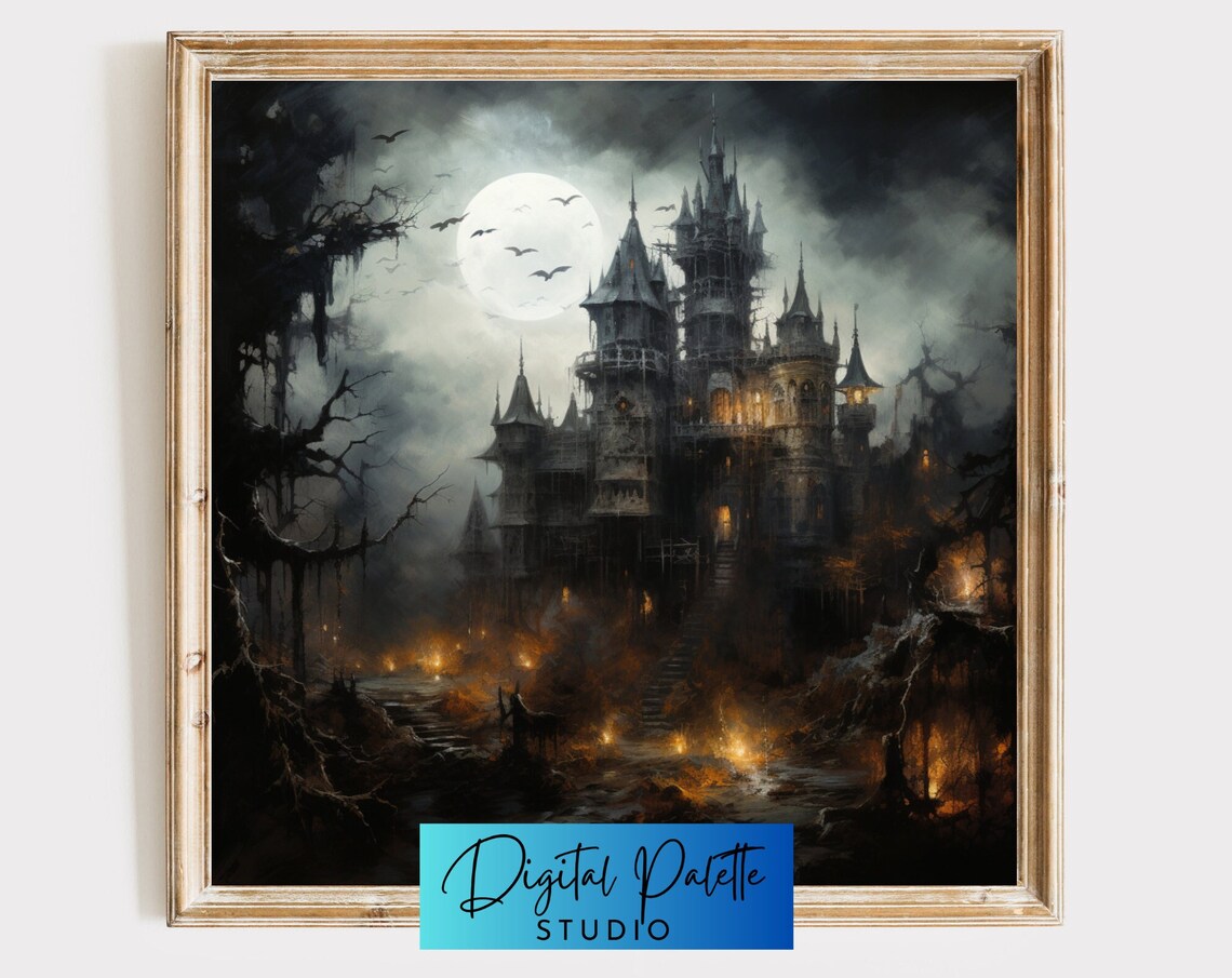 Scary Castle Halloween Art Print