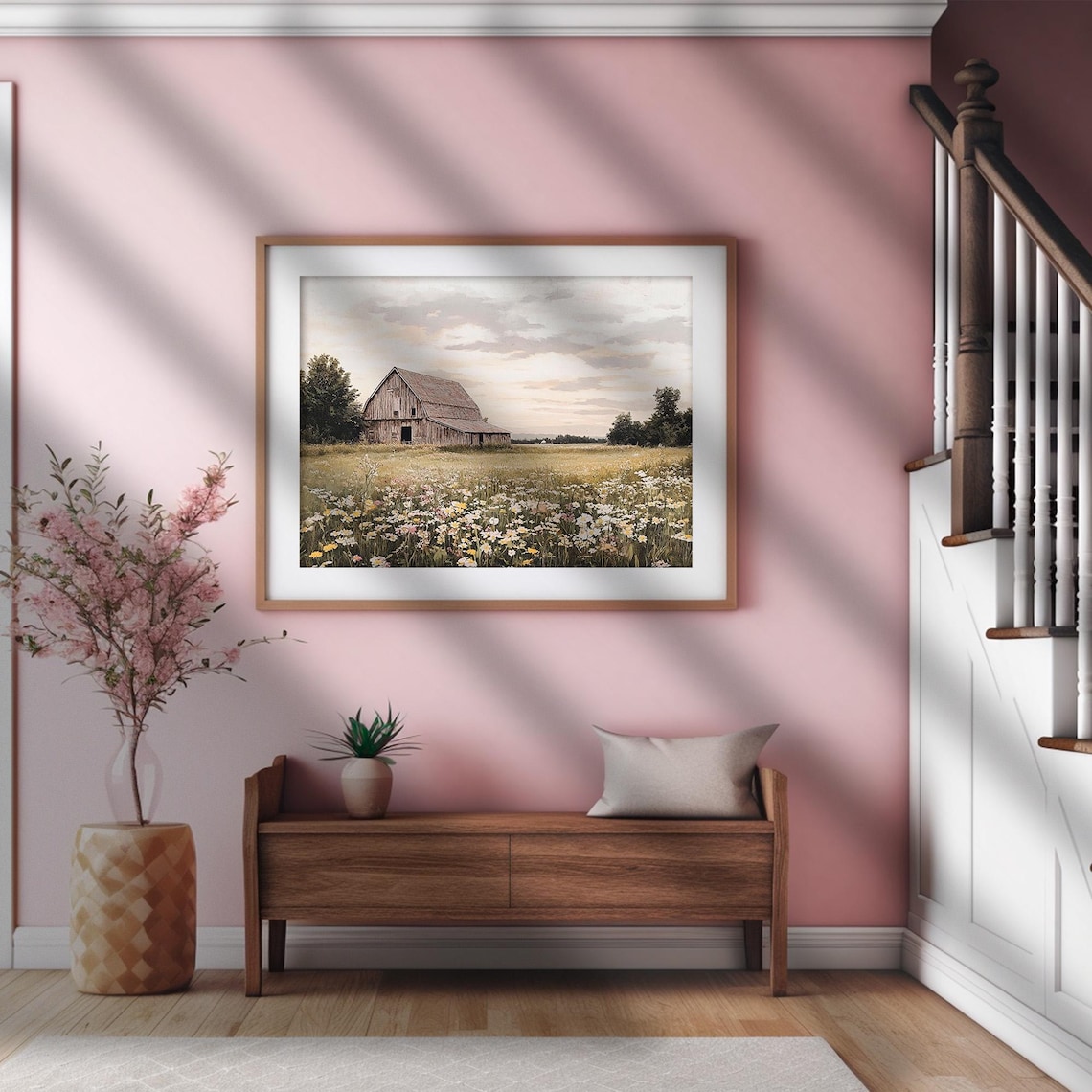 Vintage Old Barn Wildflower Print, Rustic Farmhouse - Image 2