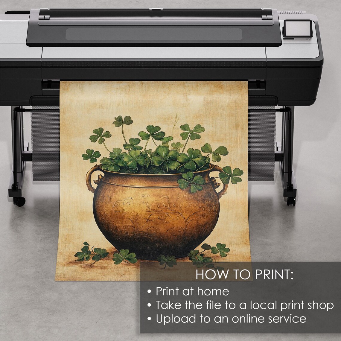 Pot Of Gold Filled With Shamrocks St Patricks Day Luck Poster - Image 3