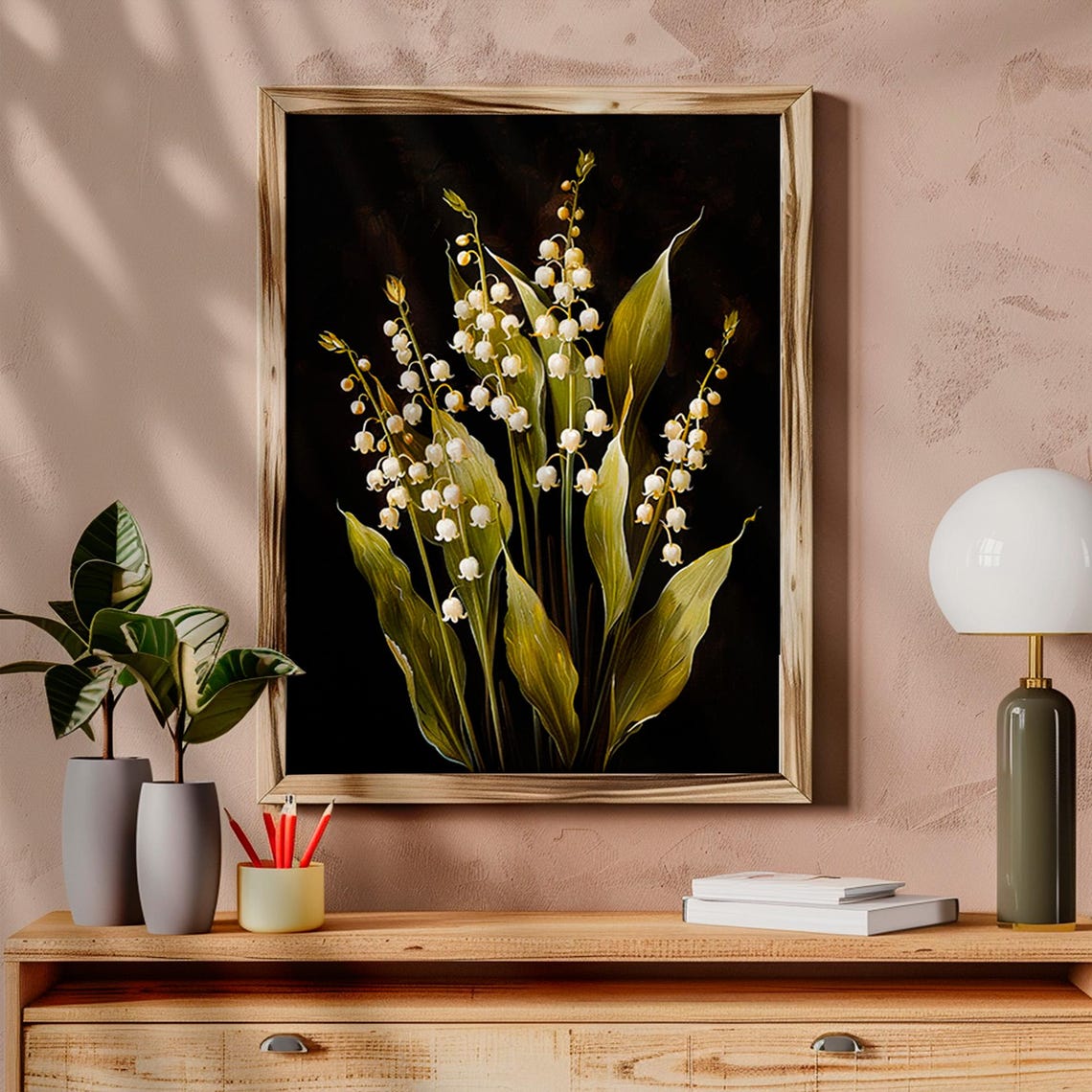 Lilies Of The Valley Moody Wall Art Floral Vintage Flower Still Life Dark Academia Decor Antique Dark Oil Painting - Image 6
