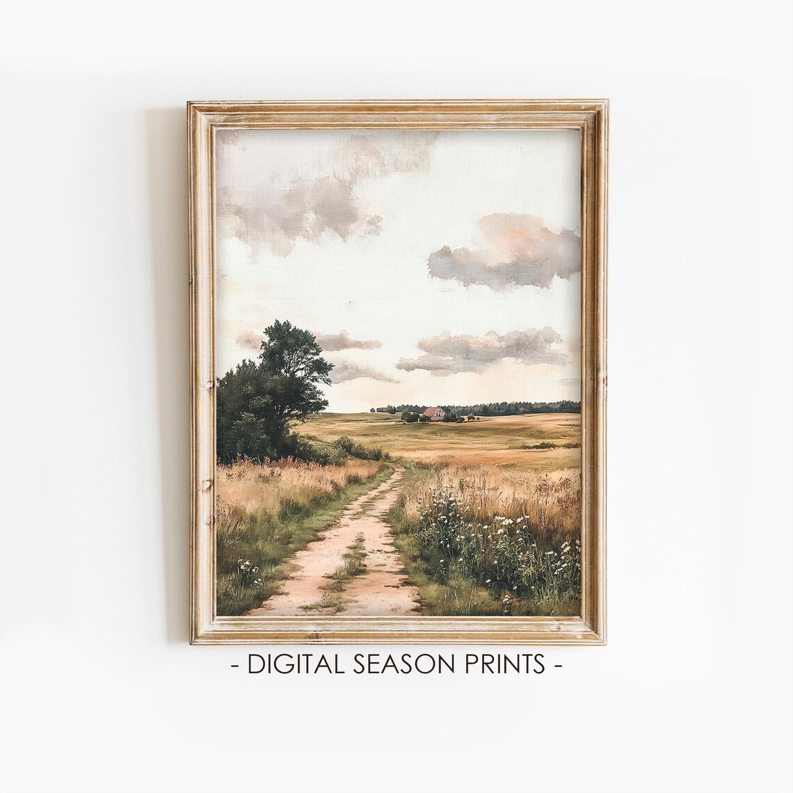 Country Dirt Road Meadow Barn Farmhouse Autumn Countryside Walk Poster