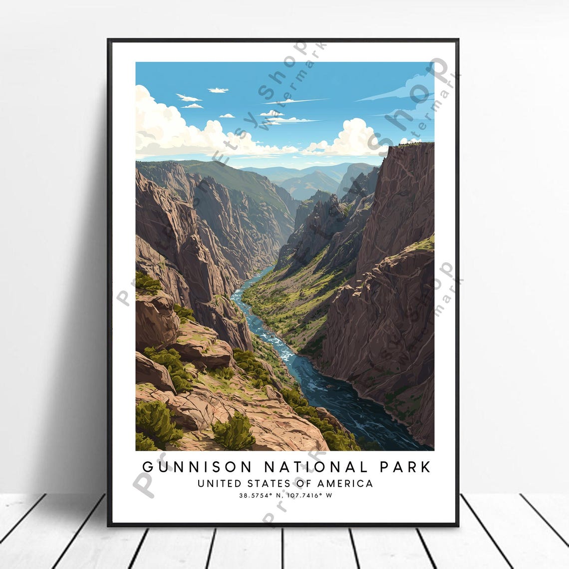 Gunnison National Park Colorado Canyon River Landscape Travel Poster