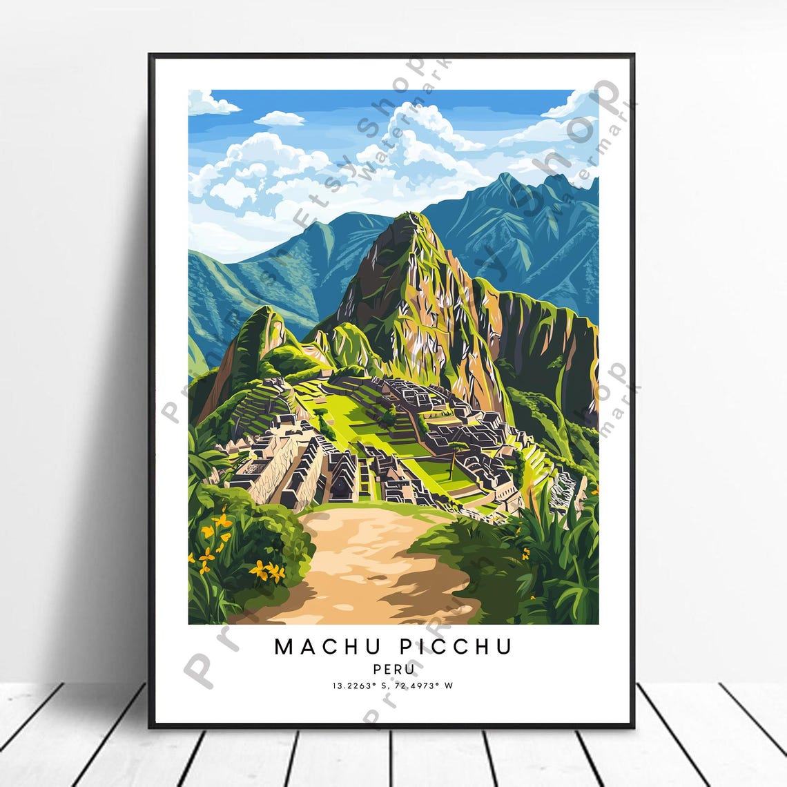 Machu Picchu Peru Ancient Ruins Mountain Citadel Travel Poster