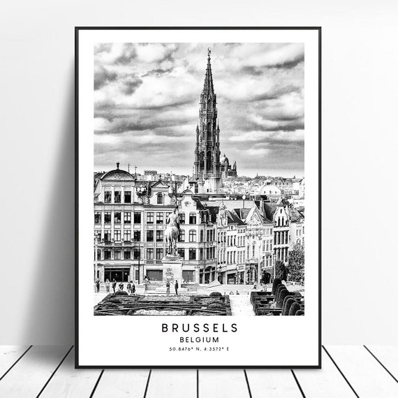 Brussels Minimalist Travel Poster, Belgium Art Print