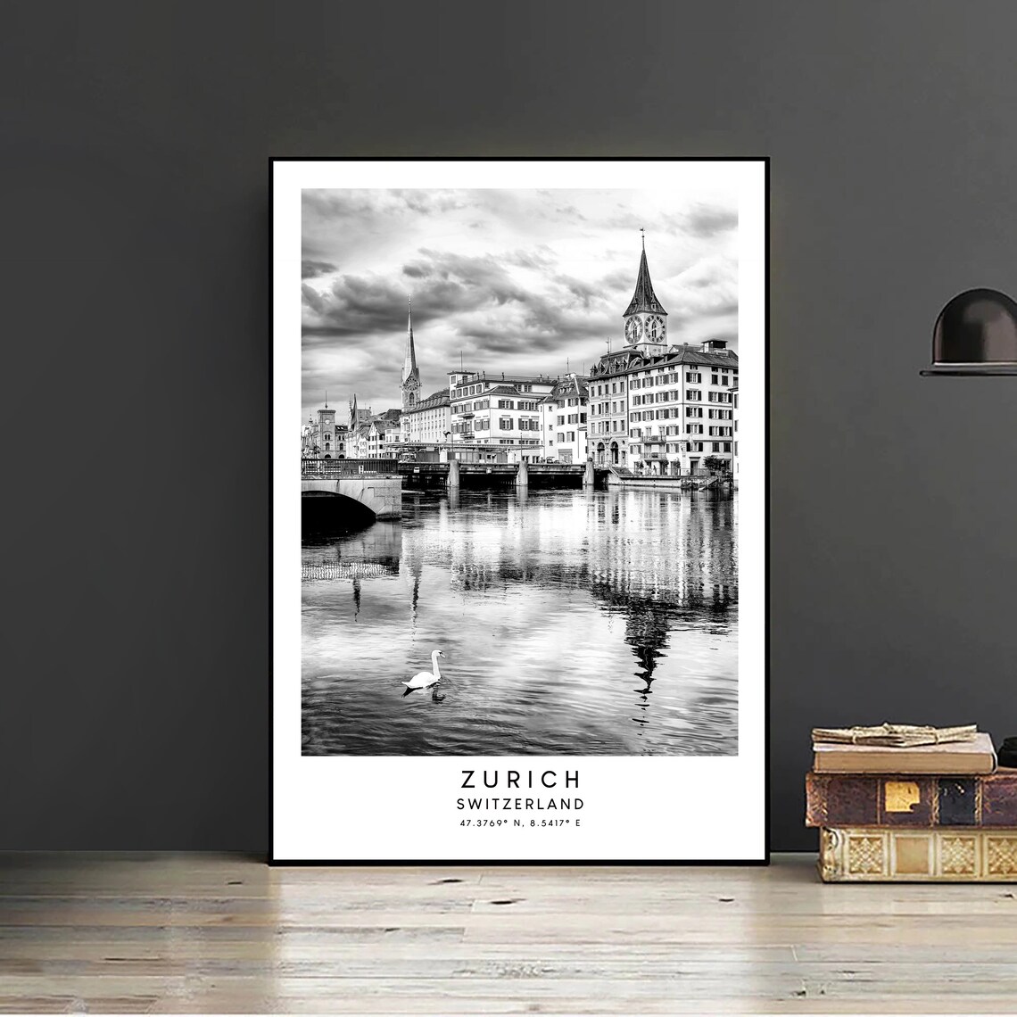 Zurich Black And White Minimalist Travel Poster - Image 2