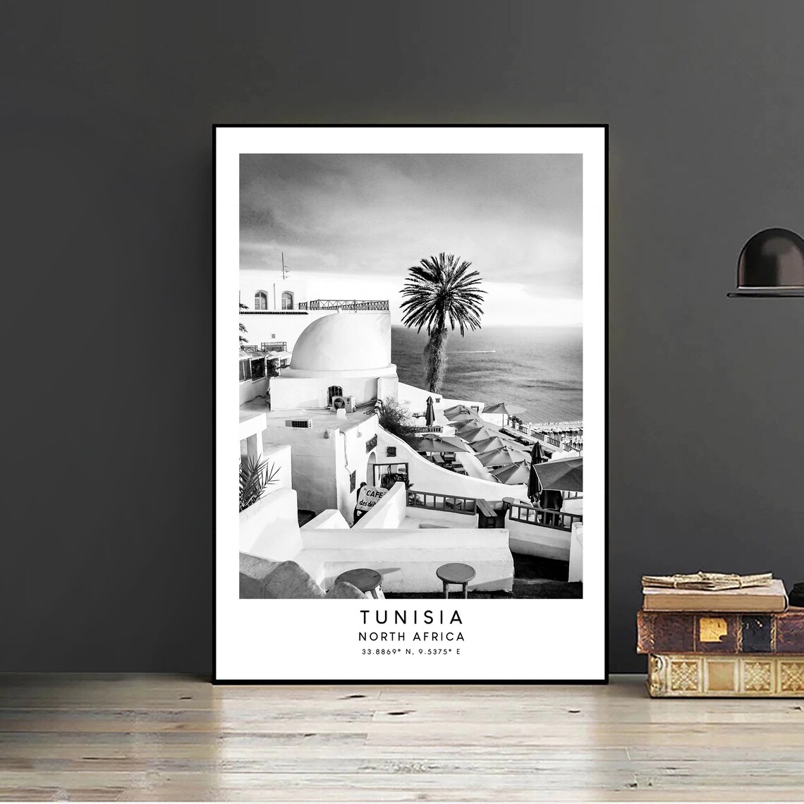 Tunisia Black and White Minimalist Travel Poster - Image 2