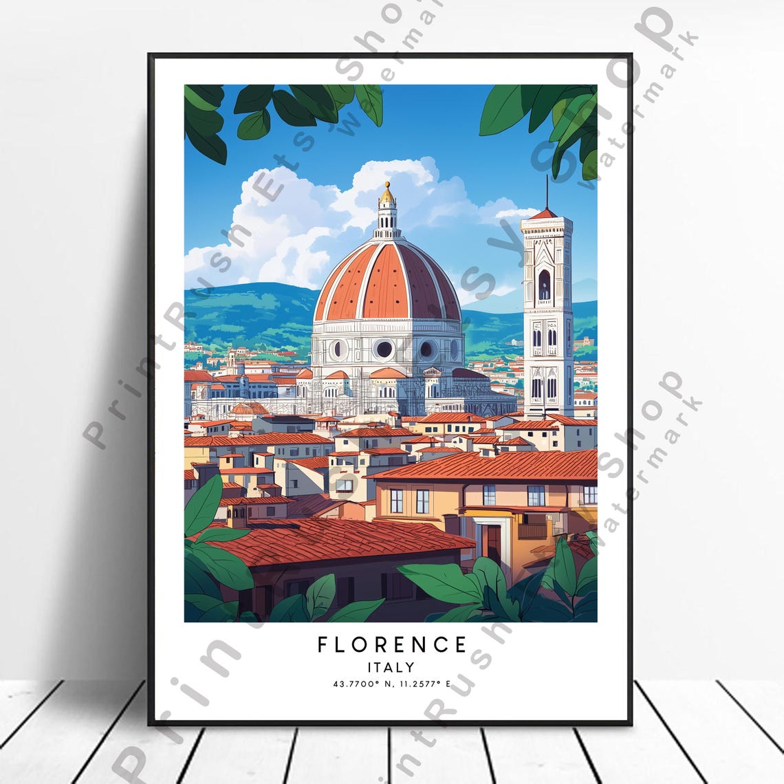 Florence Duomo Cathedral Close View Italy Landmark Travel Poster