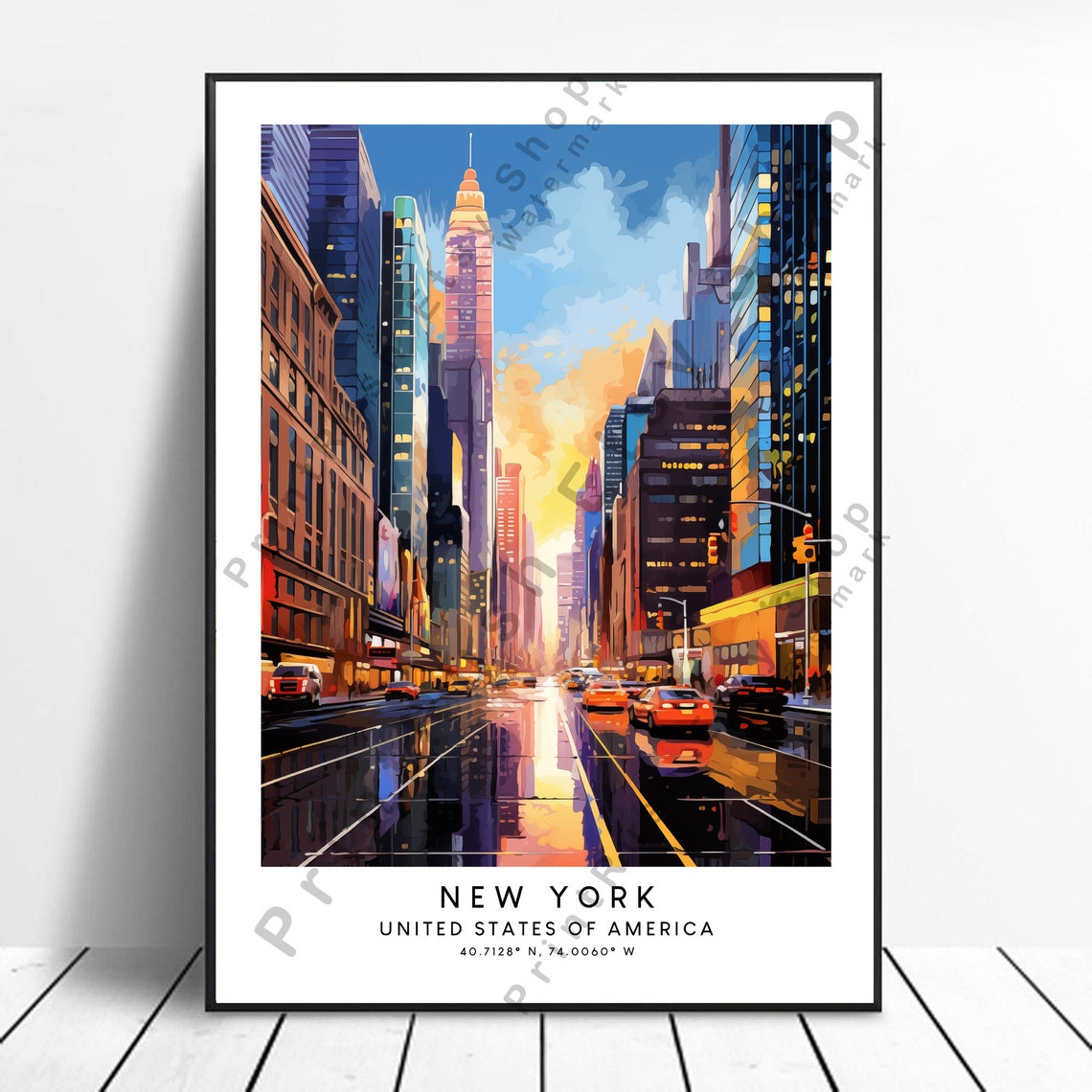 New York Art Colourful Print Abstract Poster Minimalist Travel Wall Hanging Home Dcor Gift