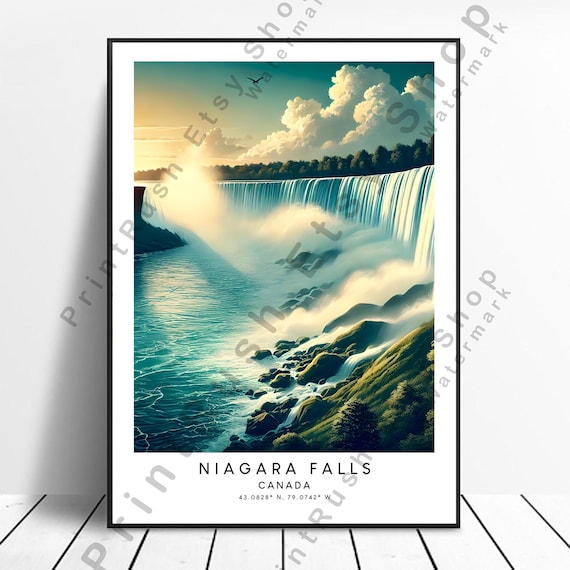 Niagara Falls Canada Waterfall Sunset Landscape Travel Poster