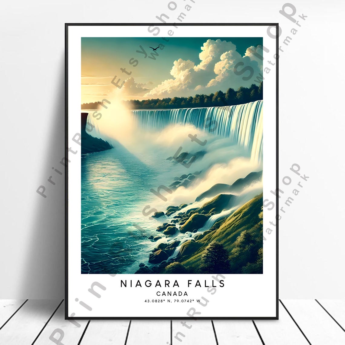 Niagara Falls Canada Waterfall Sunset Landscape Travel Poster