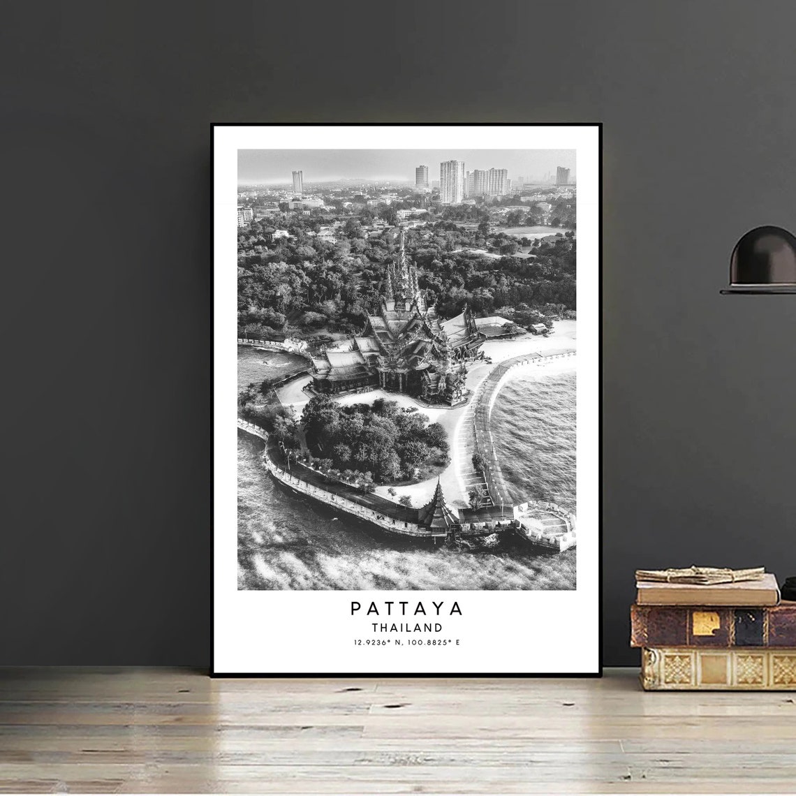 Pattaya City Travel Print Black And White Pattaya City Poster Pattaya City Thailand Minimalist Pattaya Wall Art Pattaya Gift Art - Image 2