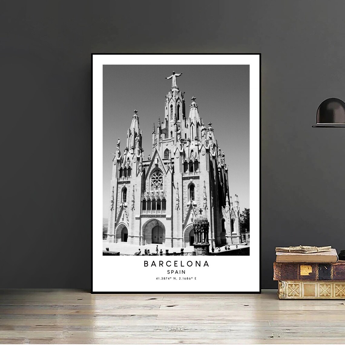Barcelona Black and White Minimalist Travel Poster