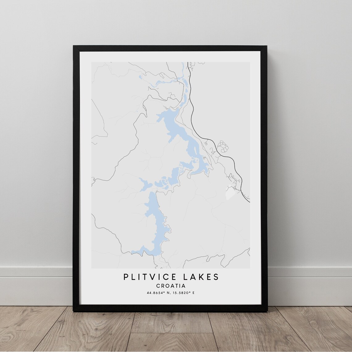Plitvice Lakes Map Print Poster Art Wall Gift