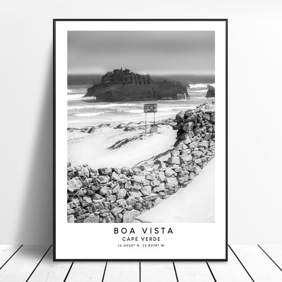 Boa Vista Black and White Minimalist Travel Poster