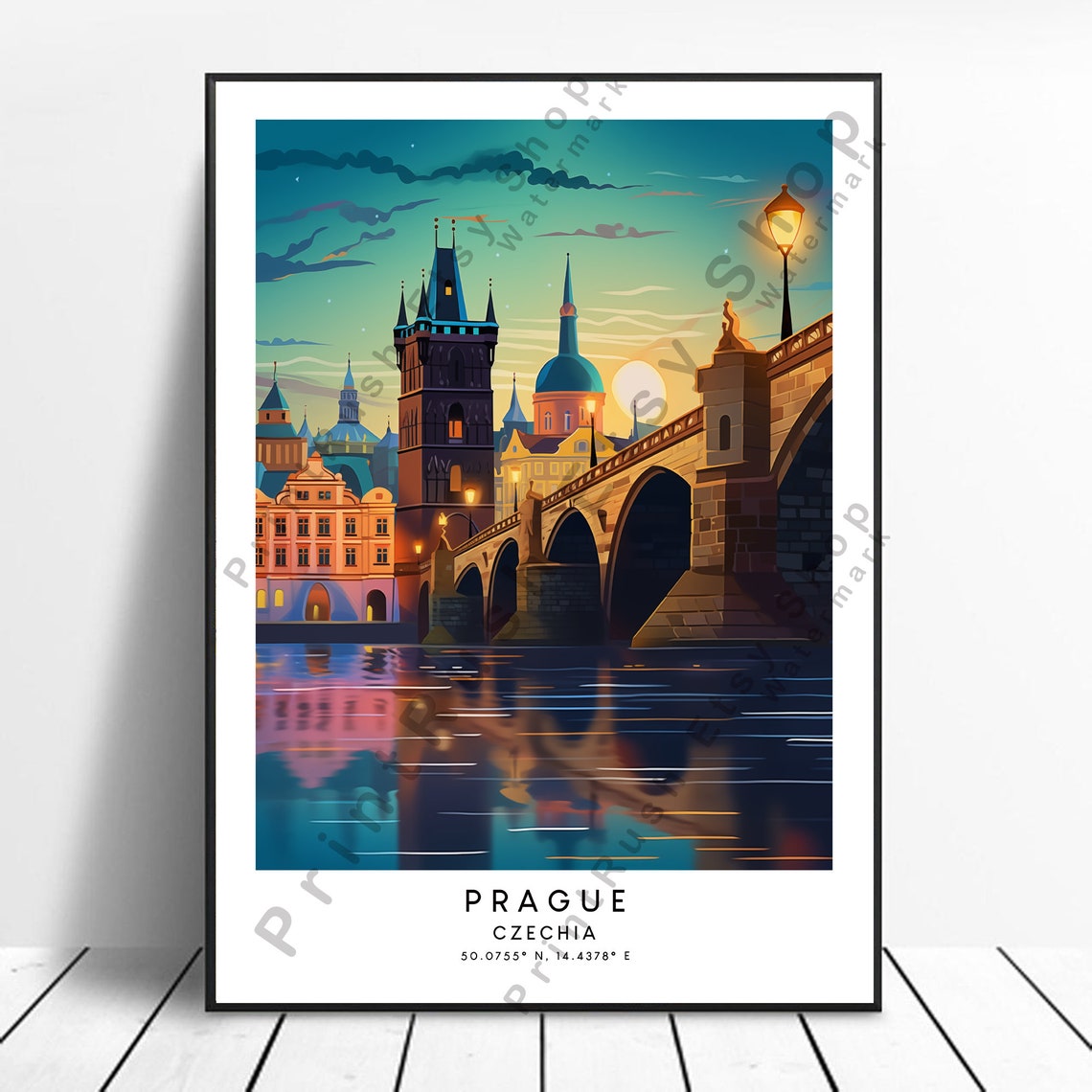 Prague Travel Poster, Europe Wall Decor