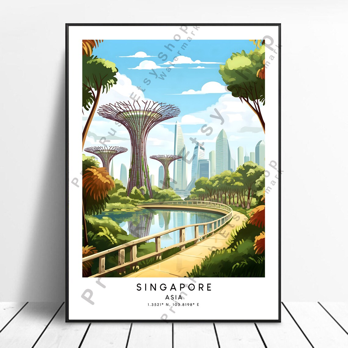 Singapore Travel Poster, Minimalist Holiday Wall Art