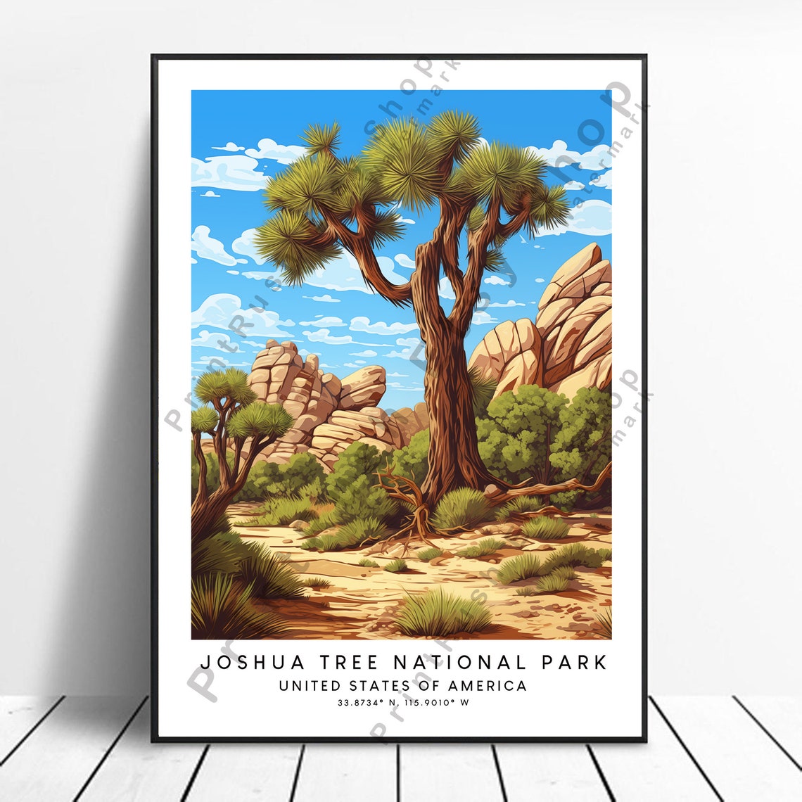 Joshua Tree National Park Desert Rock Formations Travel Poster