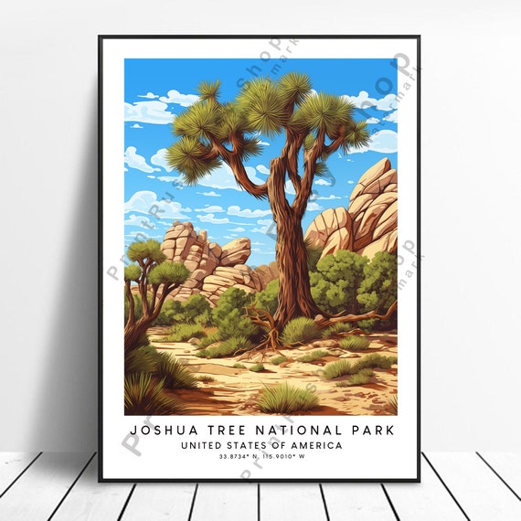 Travel Print Joshua Tree Poster Abstract Minimalist Wall Art Illustration Gift