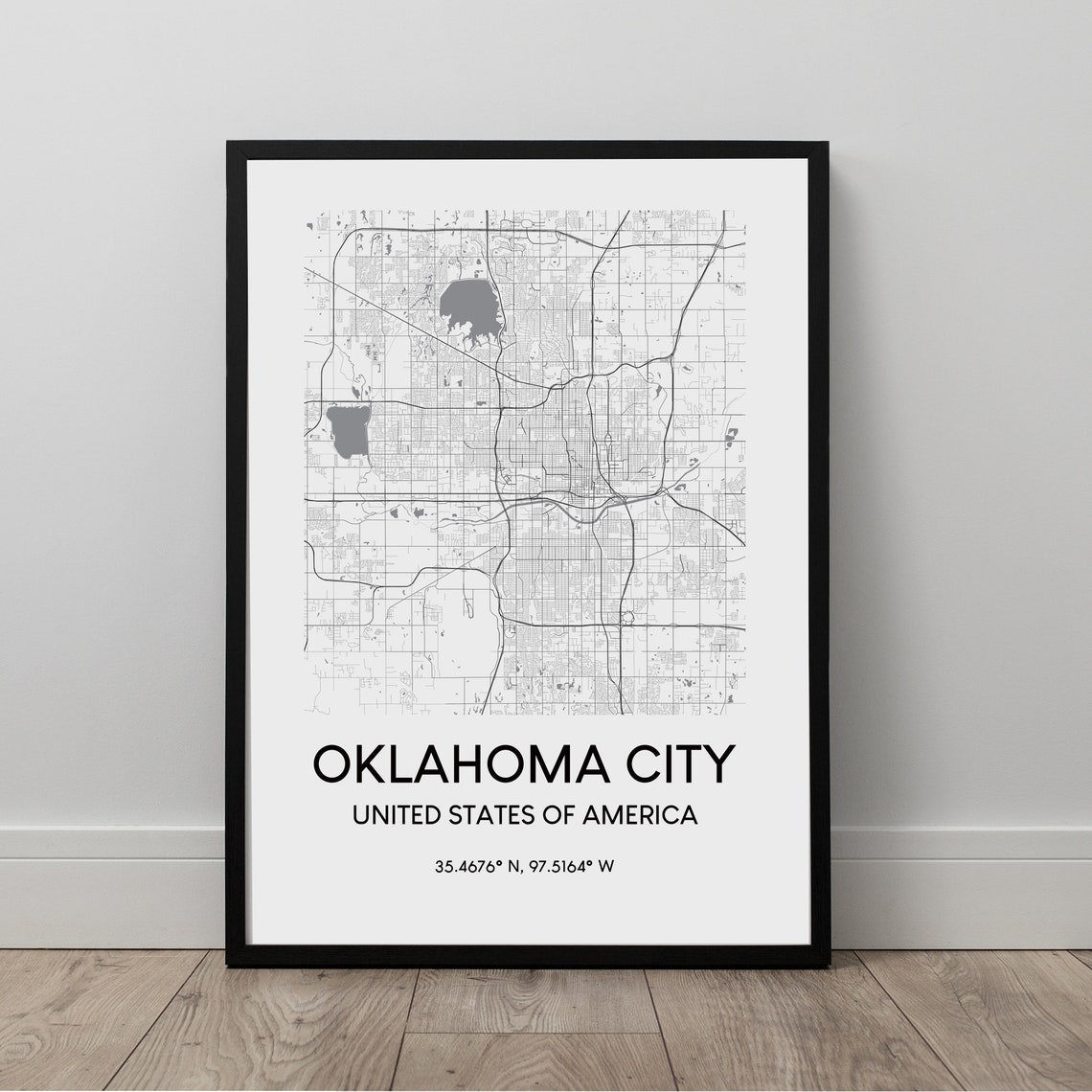 Oklahoma City United States Map Minimalist Coordinates Poster