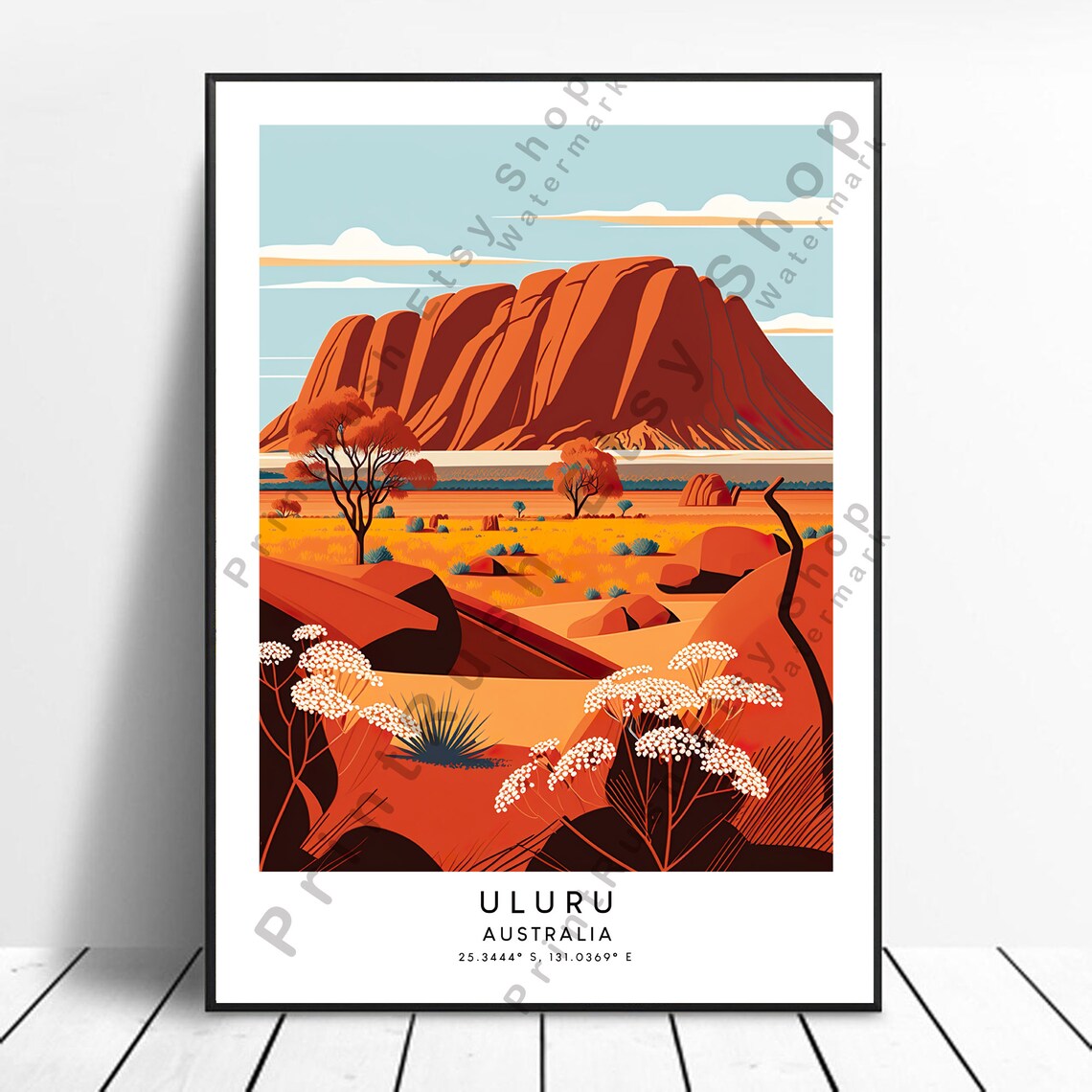 Australia Travel Print, Abstract Minimalist Uluru Rock