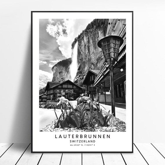 Lauterbrunnen Switzerland Travel Poster, Minimalist