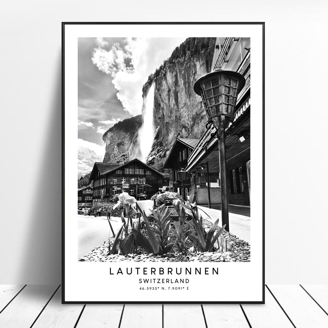 Lauterbrunnen Switzerland Travel Poster, Minimalist