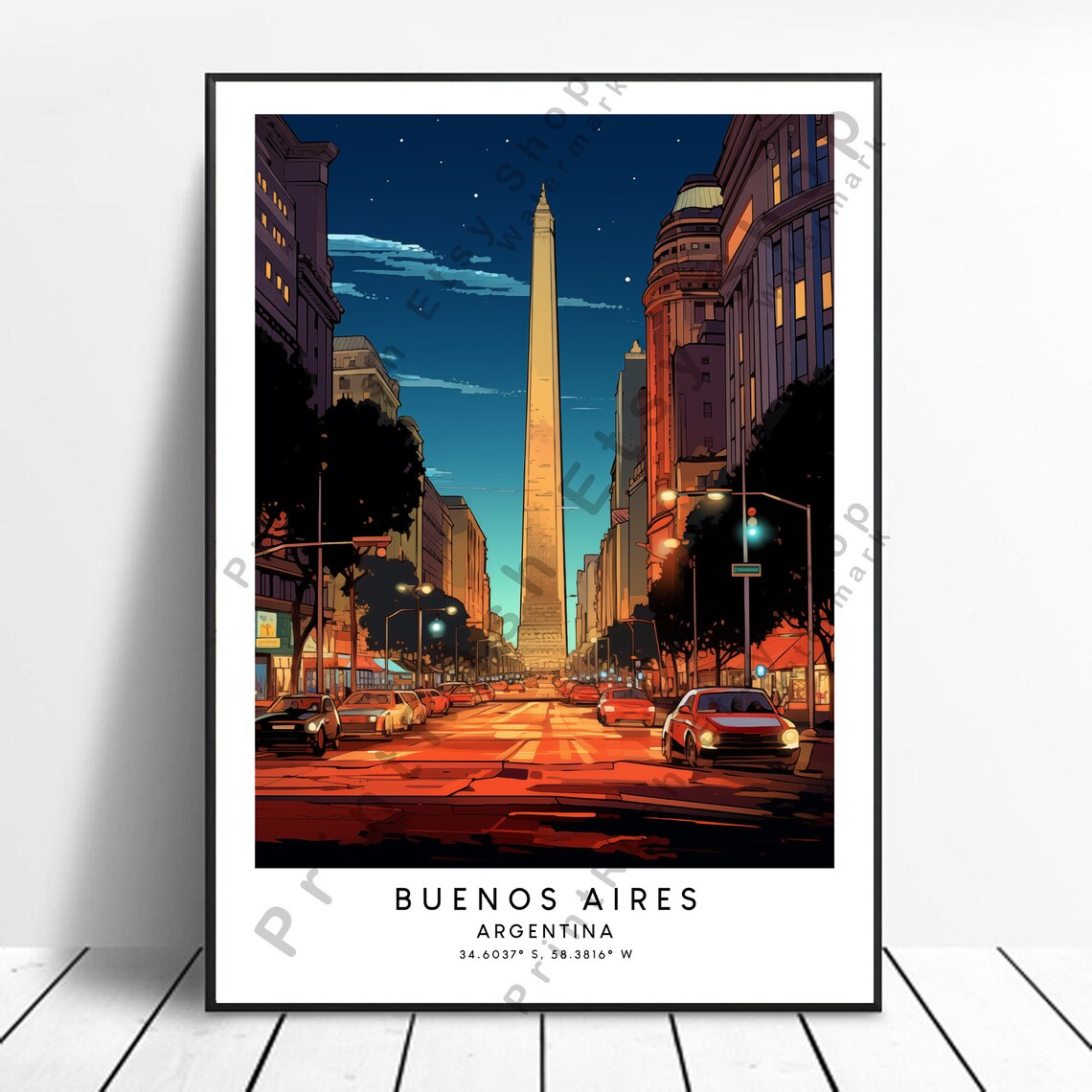 Buenos Aires Print Colourful Poster Abstract Wall Minimalist Argentina Art