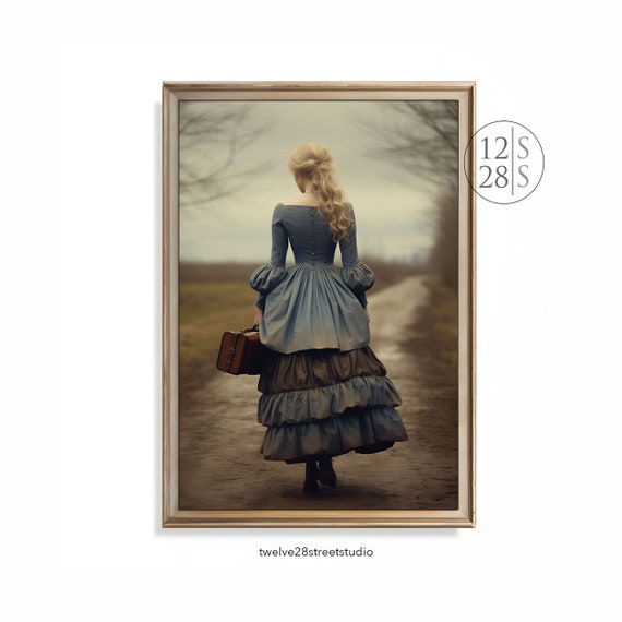Sd193 Dark Academia Decor Woman Traveling Dark Moody Print Vintage Oil French Country Victorian Portrait Darke