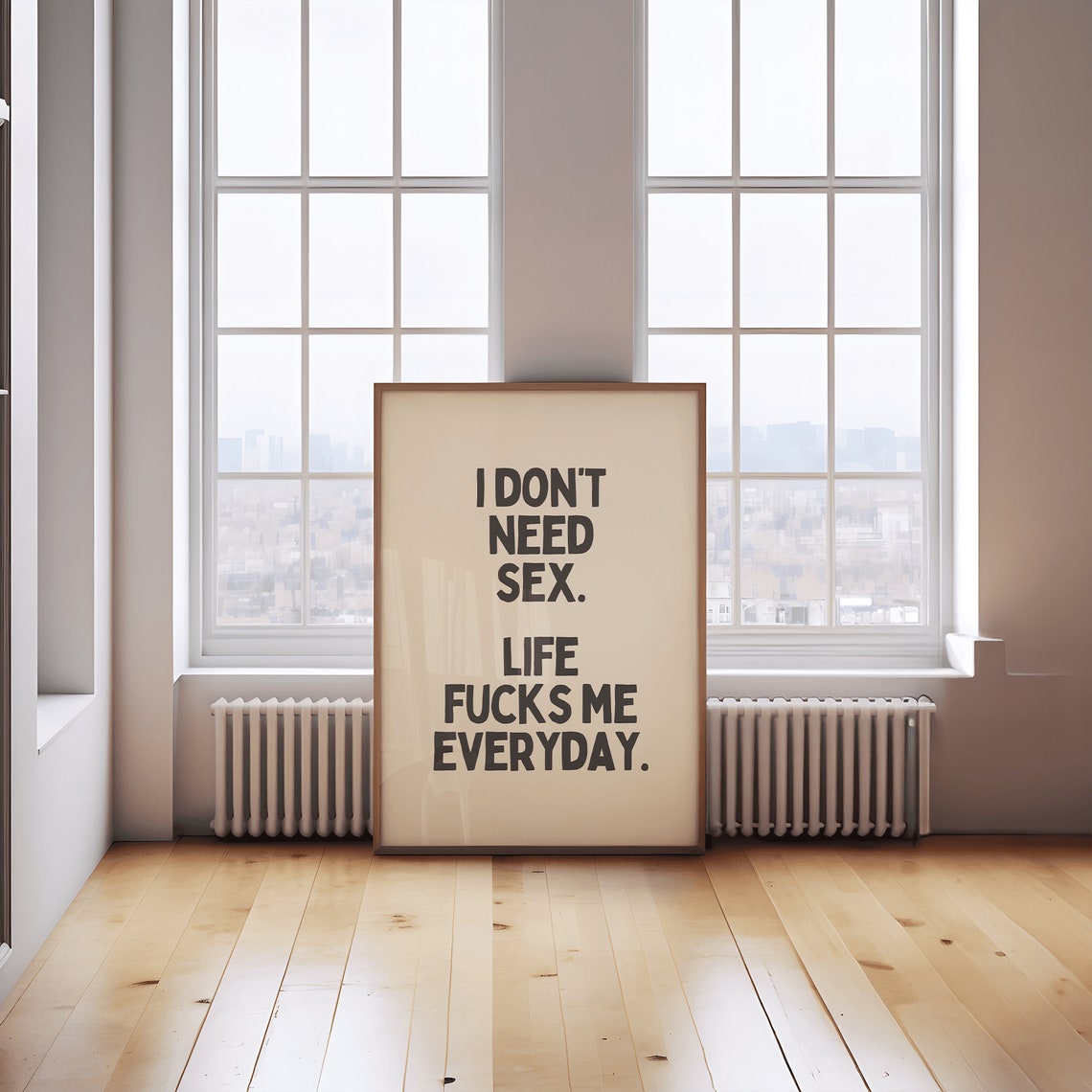 The Answer Is Wine Yellow Wine Glass Line Art Funny Kitchen Poster - Image 2