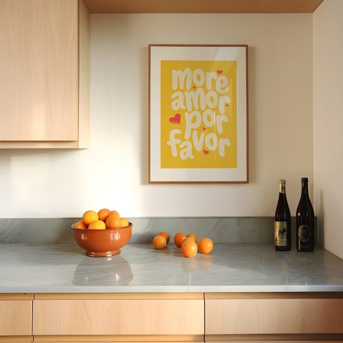 More Amor Por Favor Yellow Maximalist Quote Poster With Cream Lettering Art - Image 3