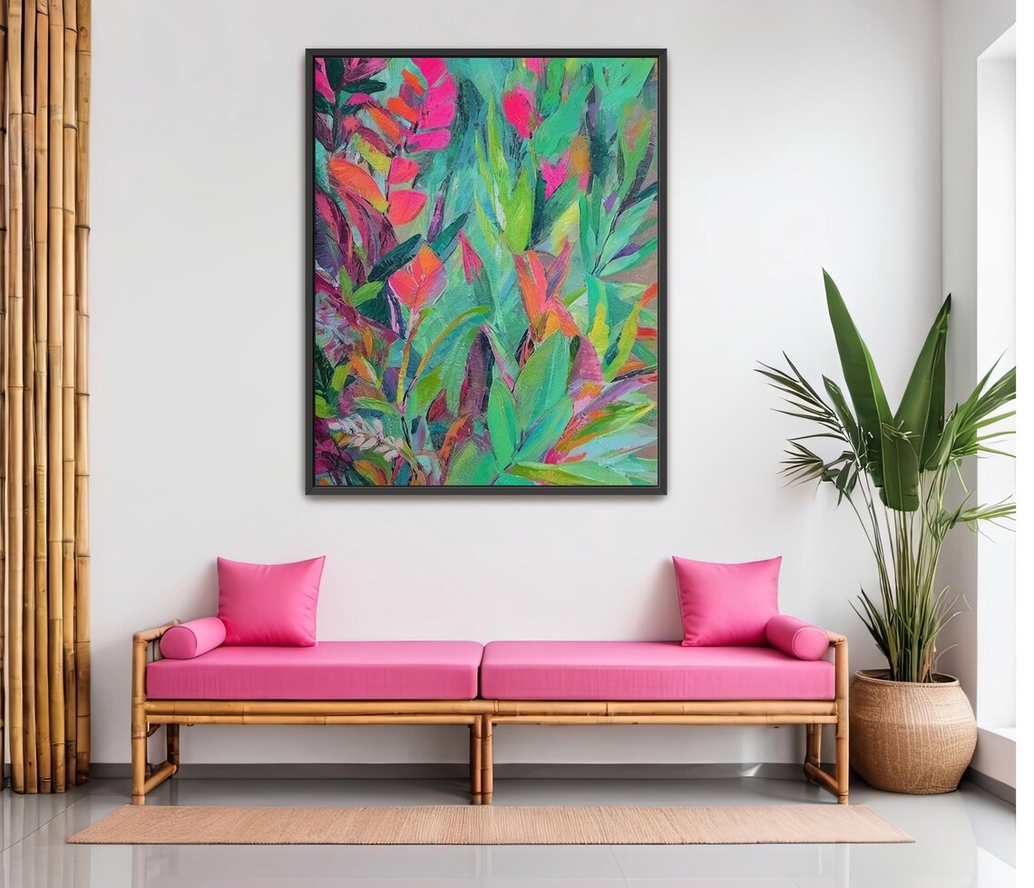 Abstract Tropical Jungle Acrylic Painting Art Print - Image 4