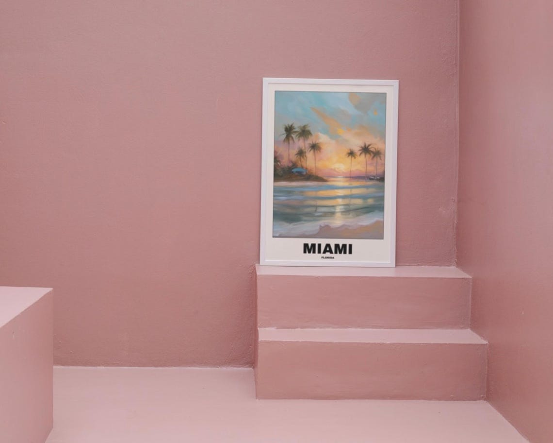 Miami Beach Tropical Sunset, Florida Travel Poster - Image 2