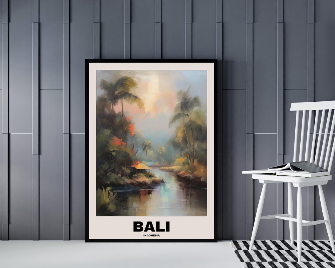 Bali Scenic Travel Poster, Balinese City Painting - Image 4