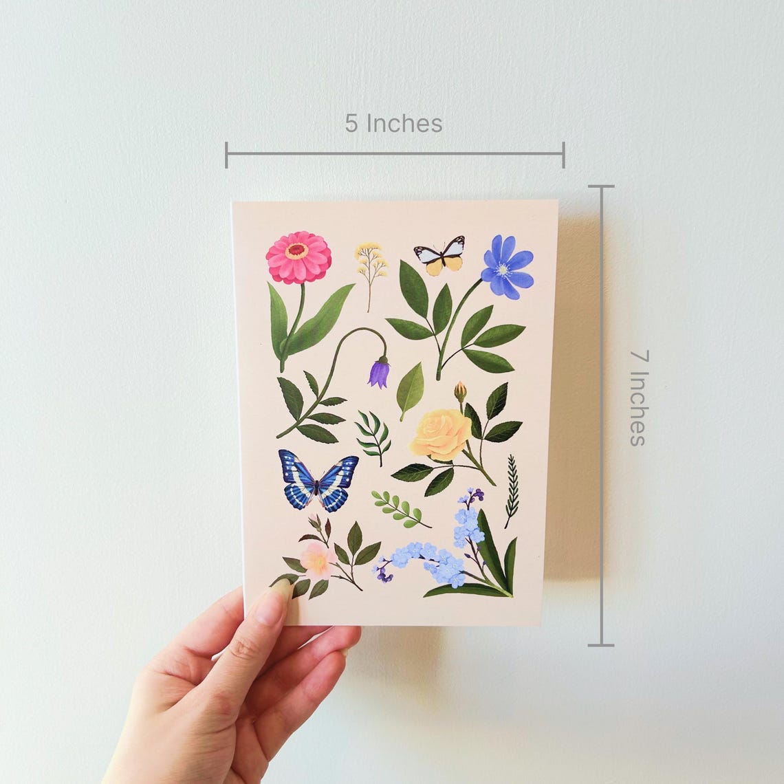 Vintage Botanical Flower Butterfly Collage Greeting Card Art Print - Image 2