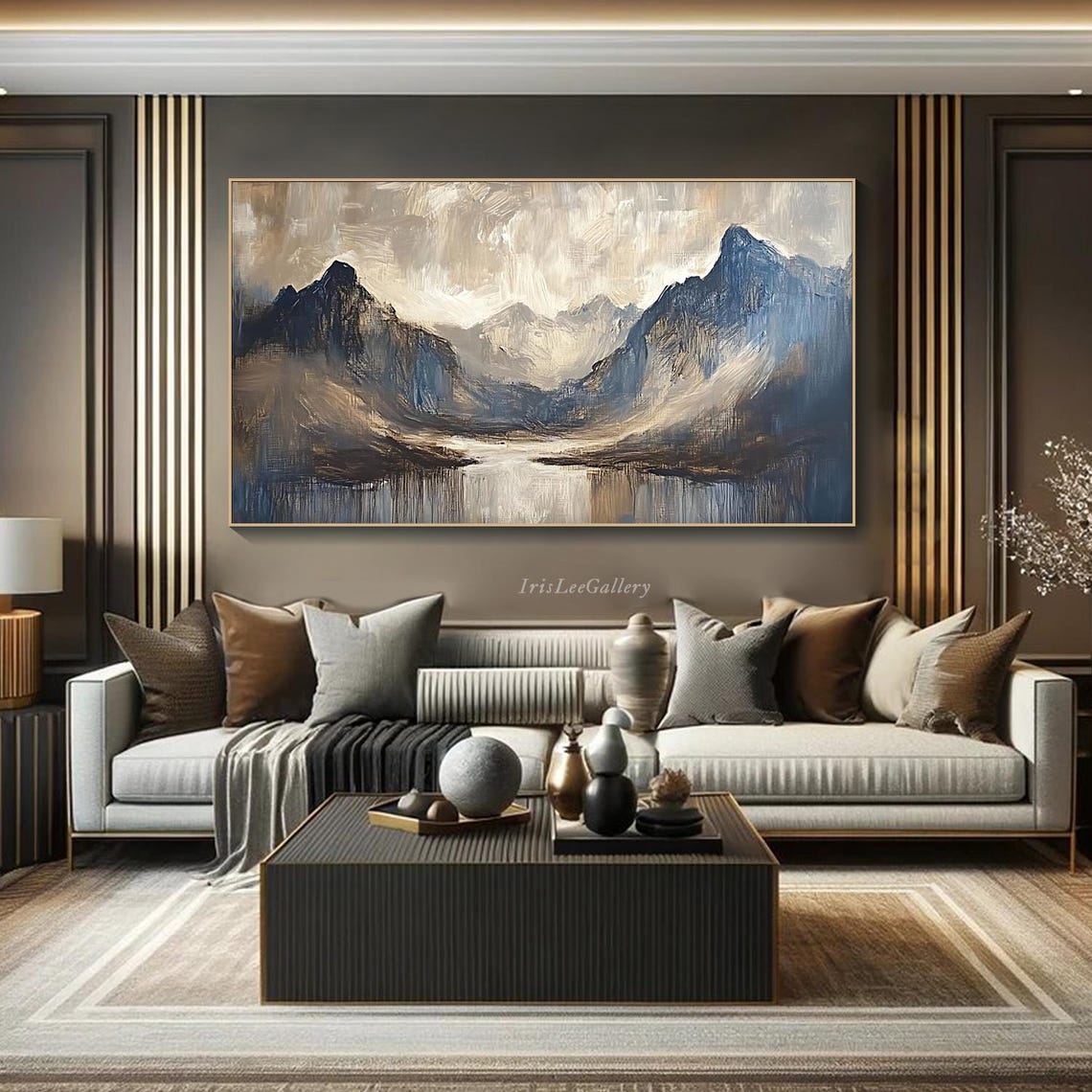 Mountain Painting On Large 3d Textured Wall Art Moody Nature Wall Art Neutral Tones Hill Landscape Painting Living Room Wall Art - Image 4