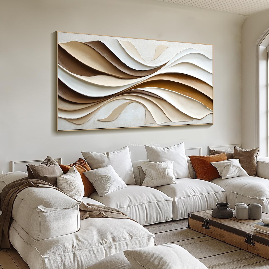 Minimalist Wabi Sabi Wave Wall Art Print, Neutral Tones - Image 4