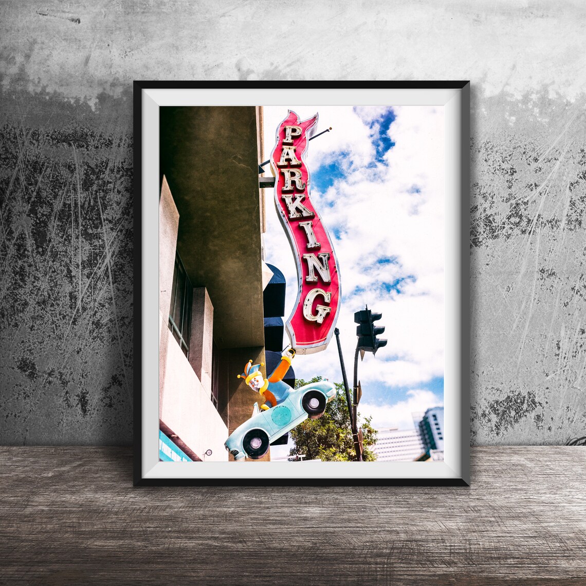 Clown Car Parking Vintage Photo Sign Art Print