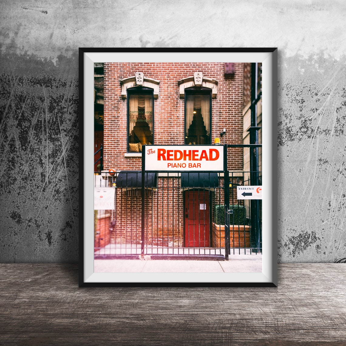 The Redhead Piano Bar Sign Brick Building Chicago Photo Poster