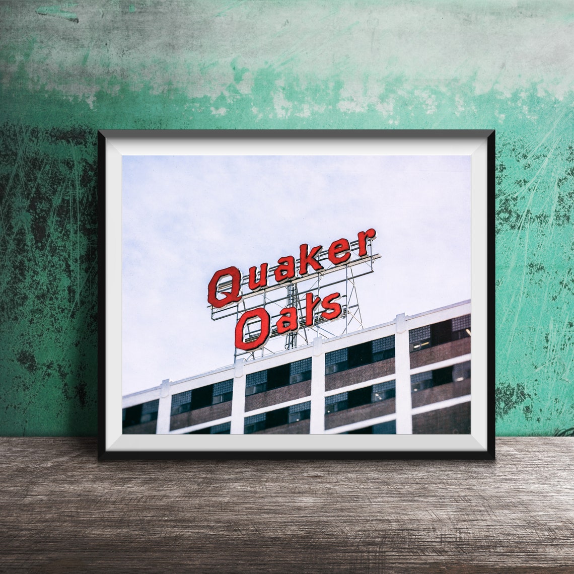 Quaker Oats Historic Rooftop Sign Cedar Rapids Iowa Cereal Poster